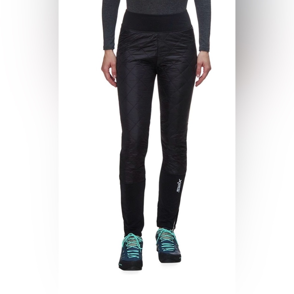 Swix Menali Quilted Pants Black Thermal Ski Pants Base Layer Size S Woman’s